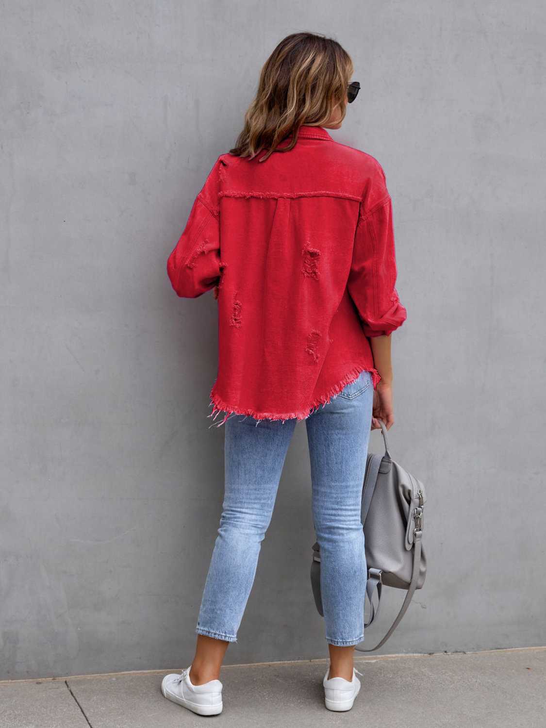 Honeybee Mumford's Distressed Drop Shoulder Denim Jacket