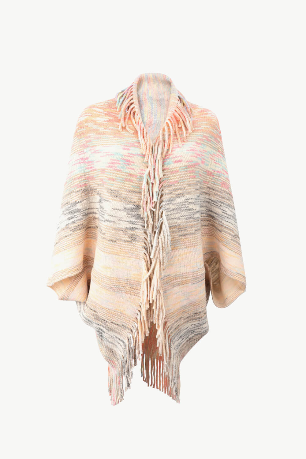 Honeybee Mumford's Multicolored Fringe Trim Poncho