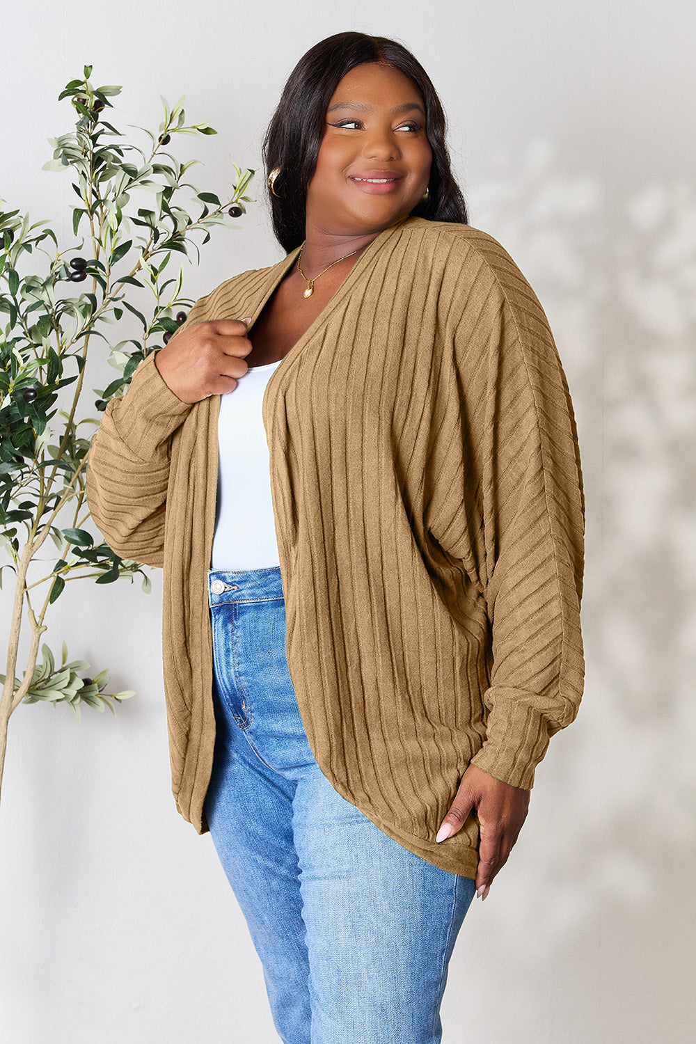 honeybee Mumford's Ribbed Cocoon Cardigan( Black, Khaki, Dark Blue and more )