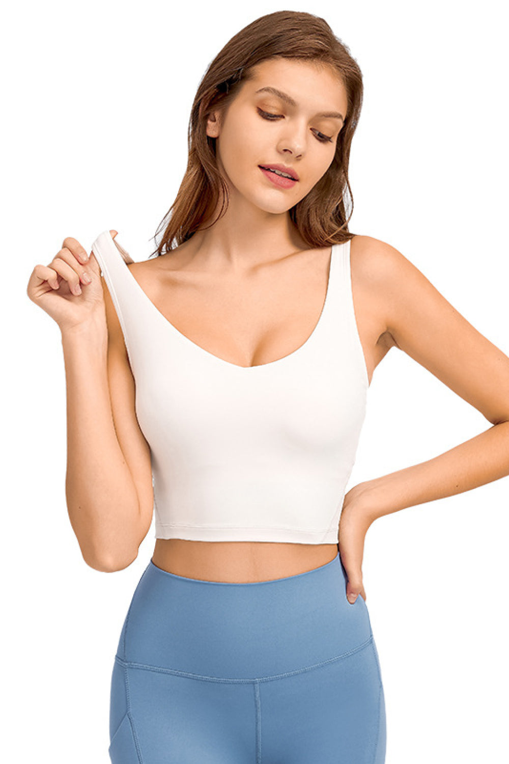 Honeybee Mumford's Deep V-Neck Crop Sports Bra