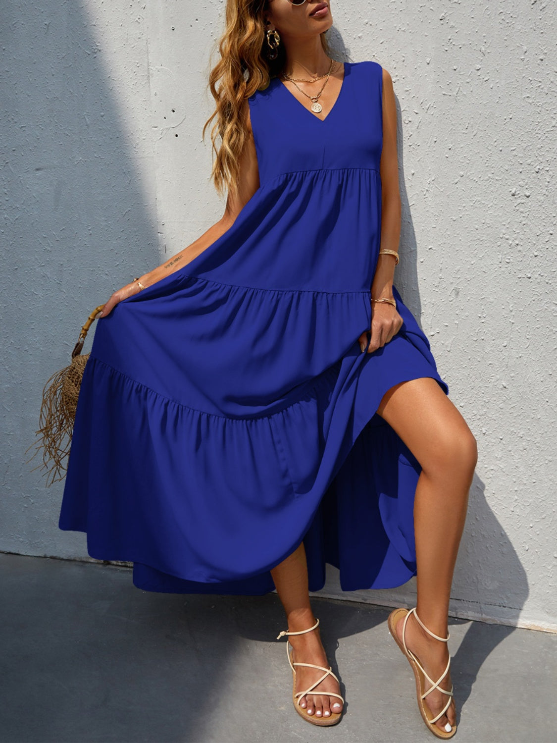 Honeybee Mumford's Tiered V-Neck Sleeve Dress