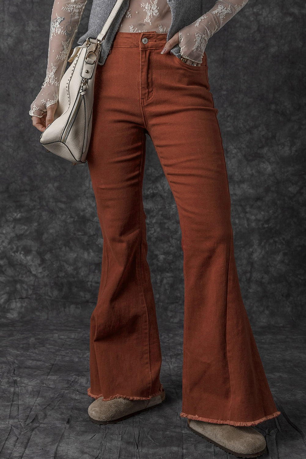 Honeybee Mumford's High Waist Raw Hem Flare Jeans