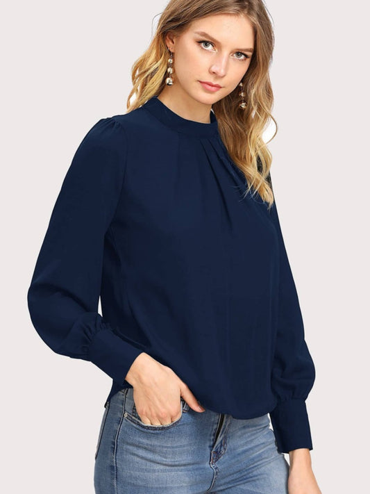 Honeybee Mumford's Mock Neck Lantern Sleeve Shirt