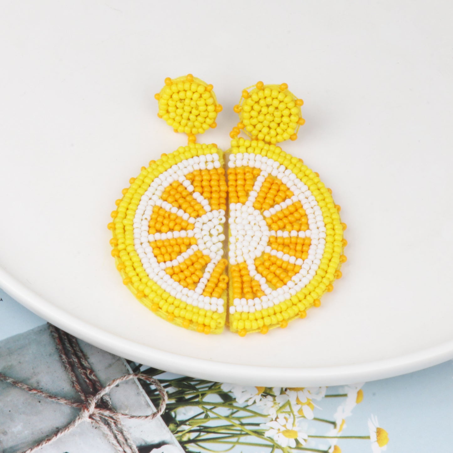 honeybee Mumford's Alloy Beaded Orange Shape Earrings