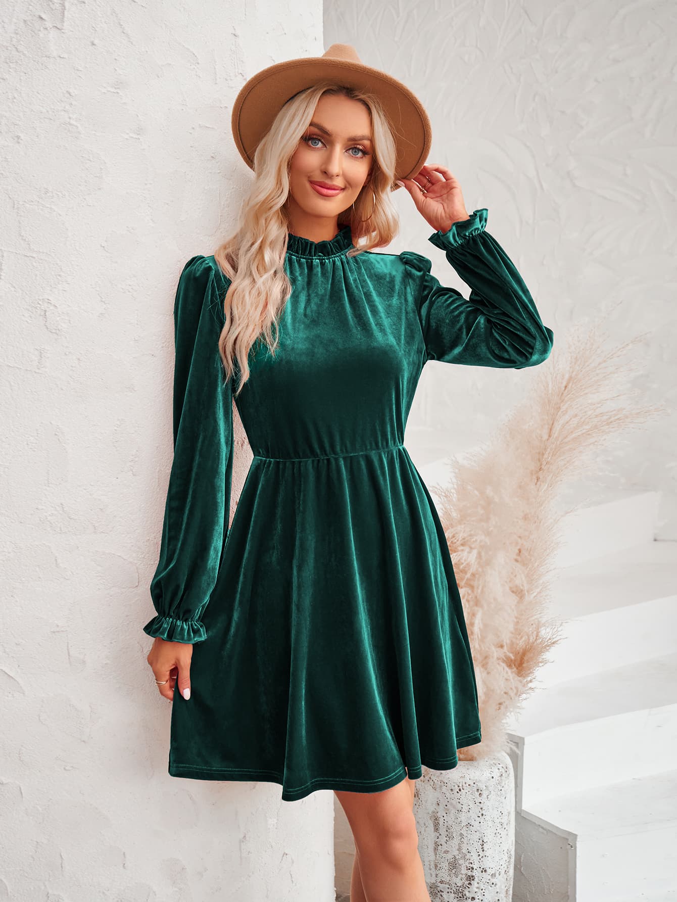 Honeybee Mumford's Long Flounce Sleeve Dress w/ A-Line