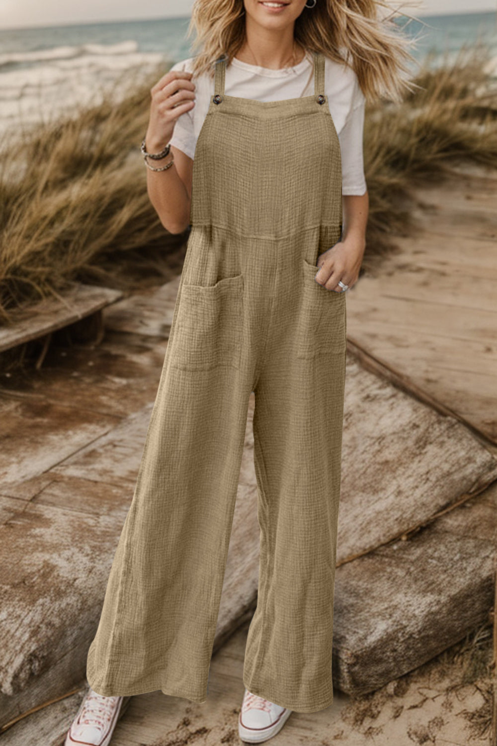 Honeybee Mumford's Full Size Wide Leg Front Pocket Jumpsuit