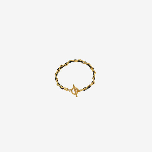 honeybee Mumford's 18K Gold-Plated Leather Chain Bracelet