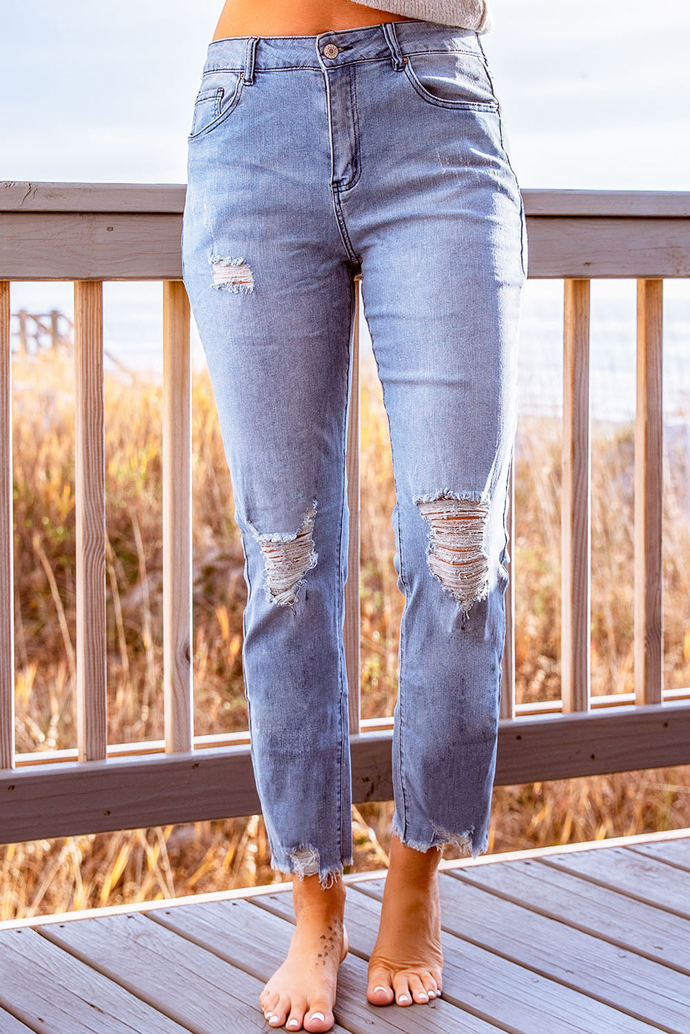 Honeybee Mumford's Stylish Distressed Cropped Jeans