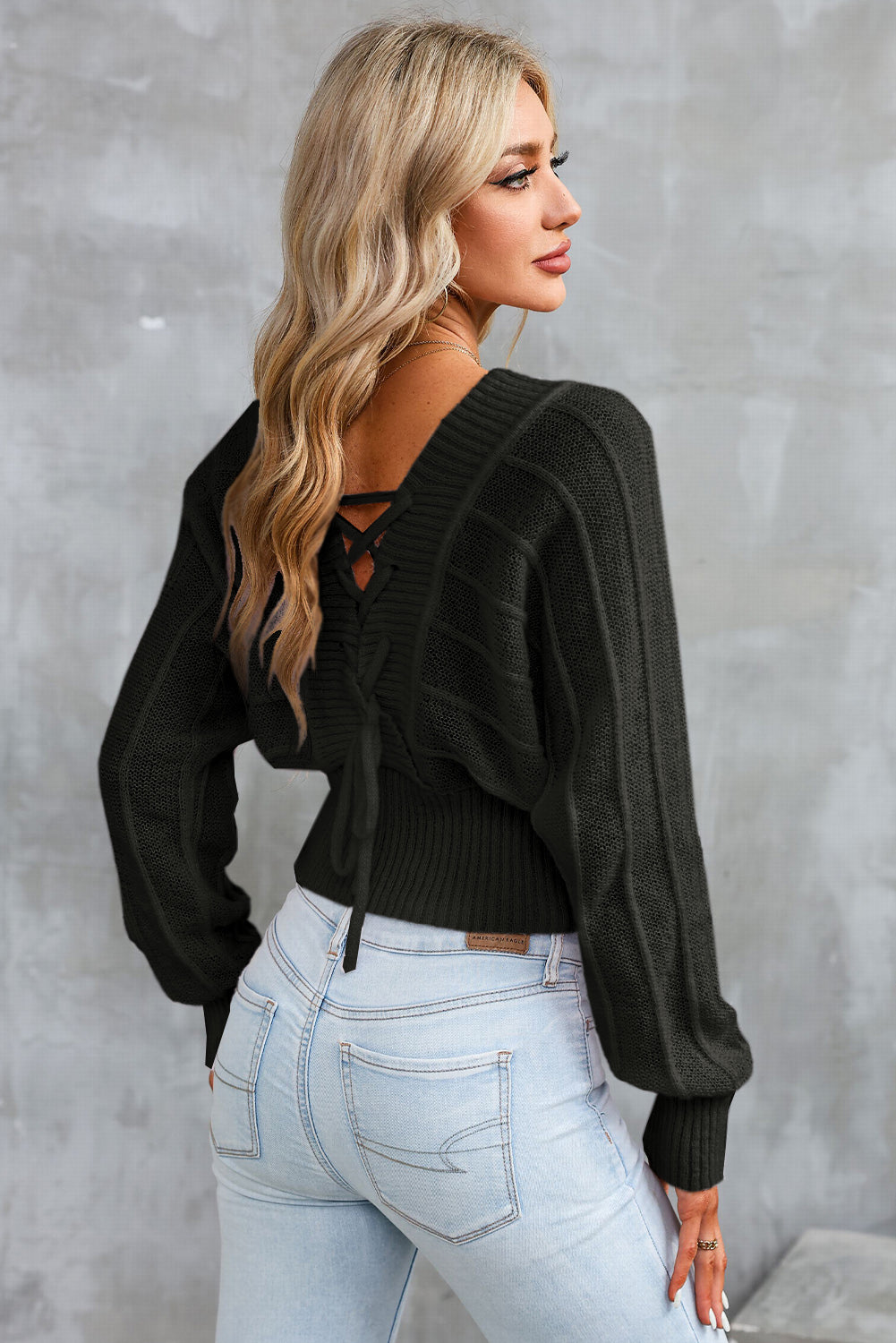 Honeybee Mumford's Surplice Neck Lace-Up Sweater