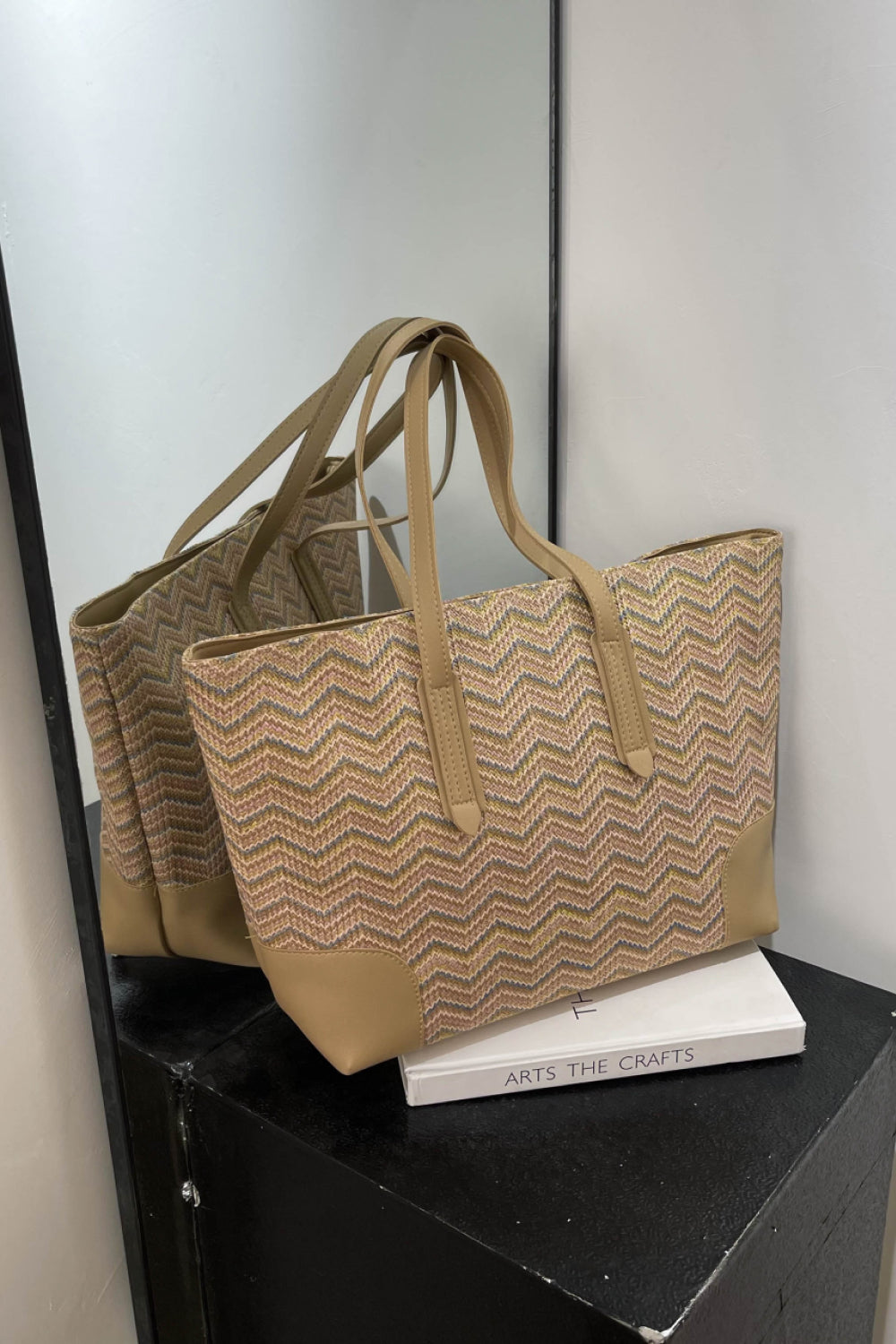 Honeybee Mumford's Chevron Straw Tote Bag