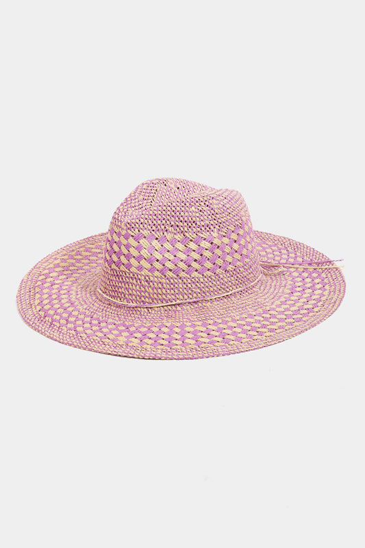 Honeybee Mumford's Checkered Straw Weave Sun Hat