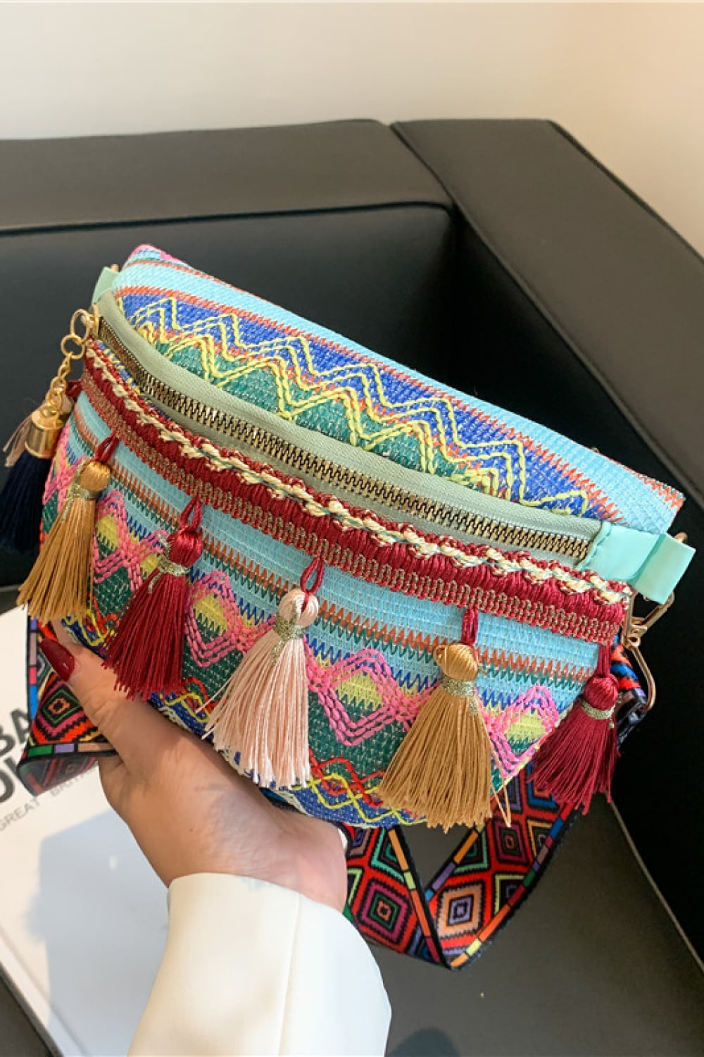 honeybee Mumford's Bohemian Sling Bag with Tassels