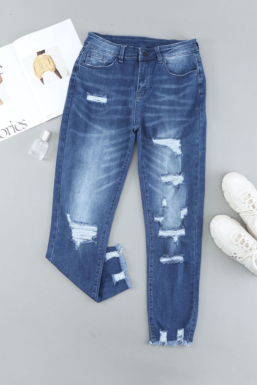 Honeybee Mumford's Light Blue Distressed Boyfriend Denim Pants