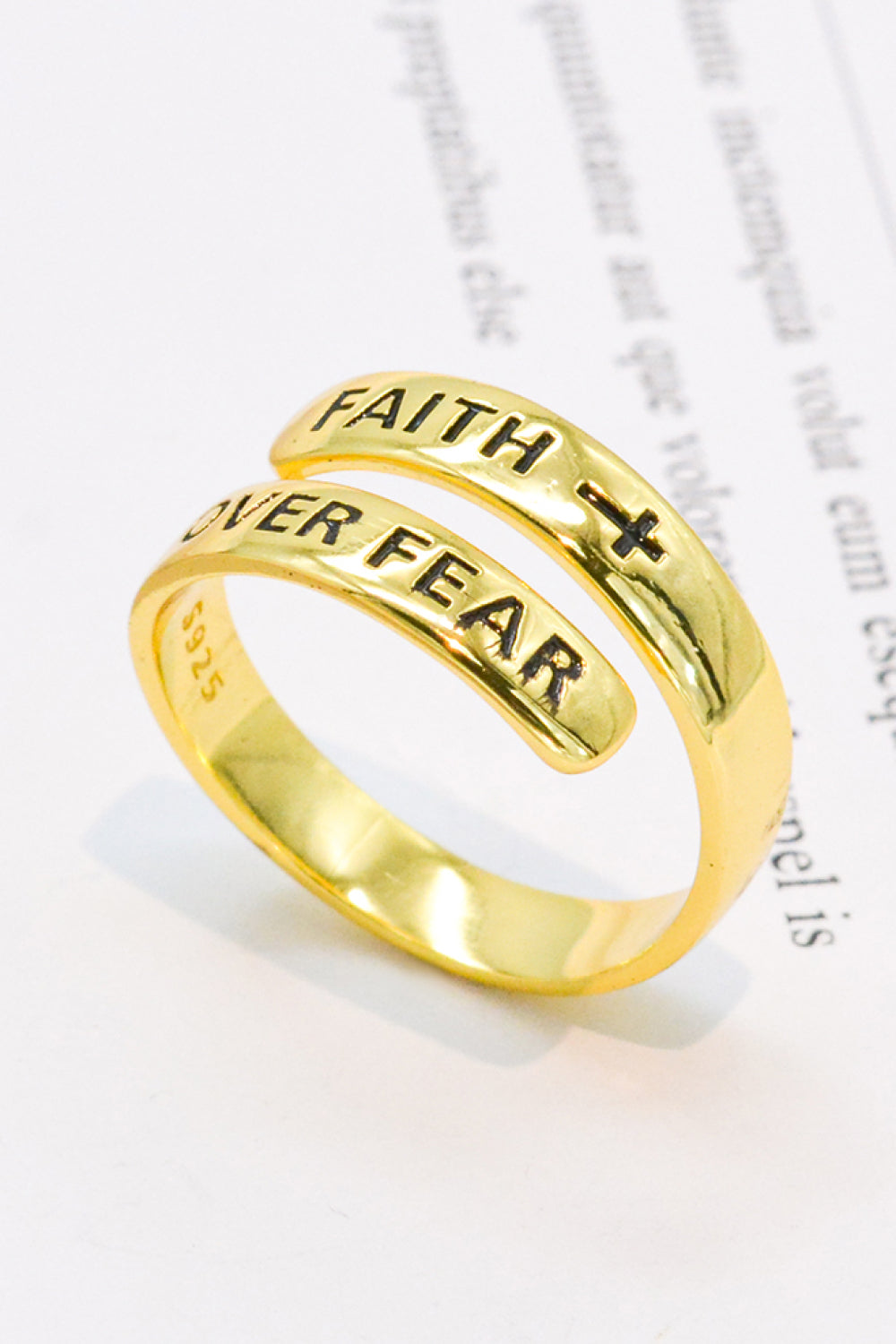 Honeybee Mumford's Silver "FAITH OVER FEAR" Bypass Ring