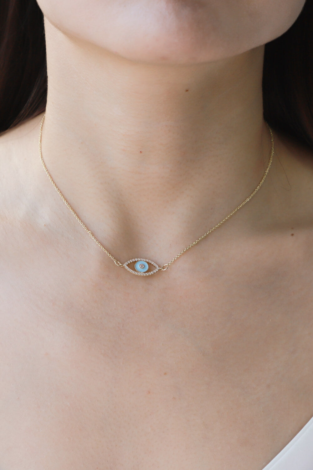 honeybee Mumford's Evil Eye Pendant Gold Plated Chain Necklace