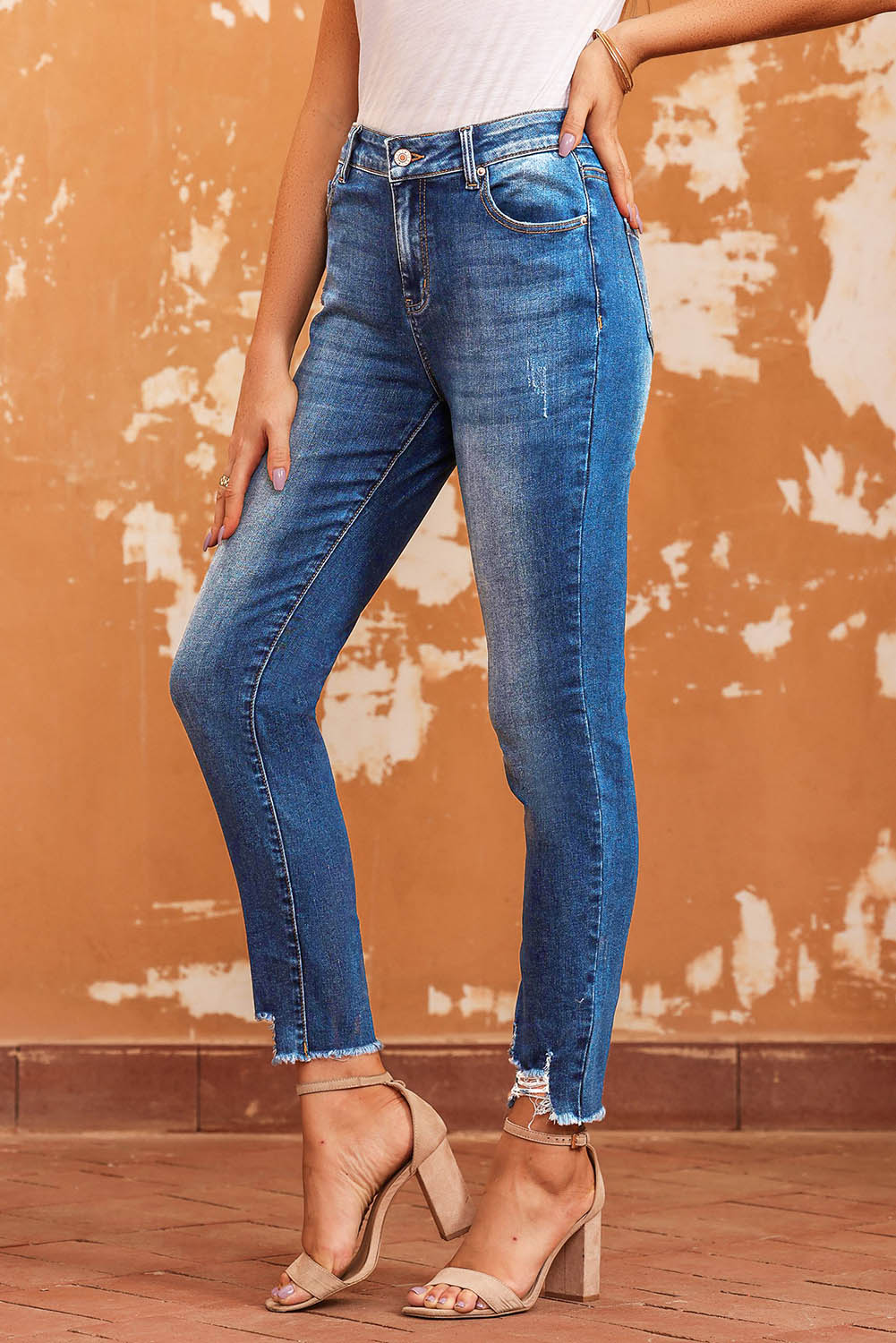 Honeybee Mumford's Blue Raw Hem Ankle-length Skinny Jeans