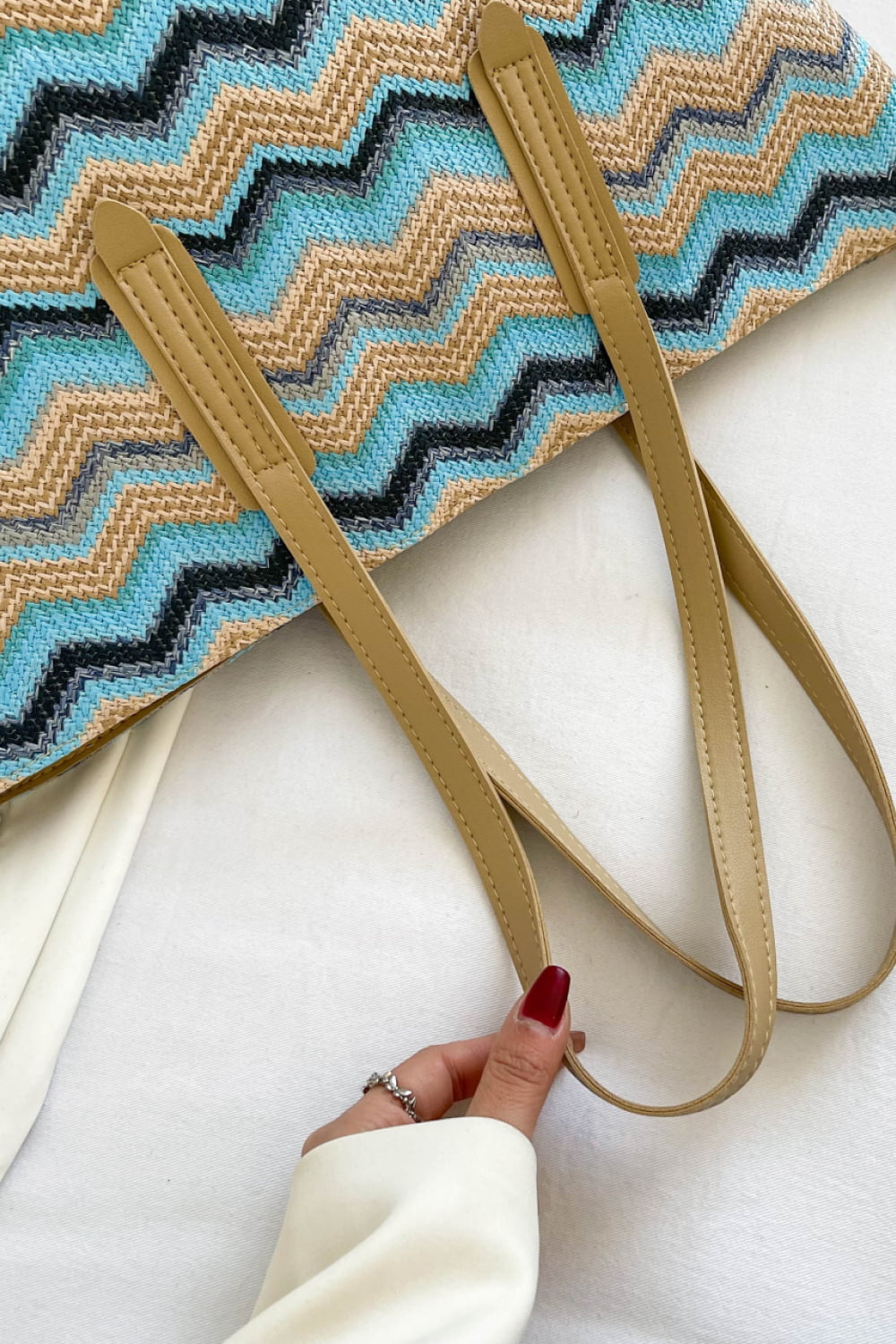 Honeybee Mumford's Chevron Straw Tote Bag