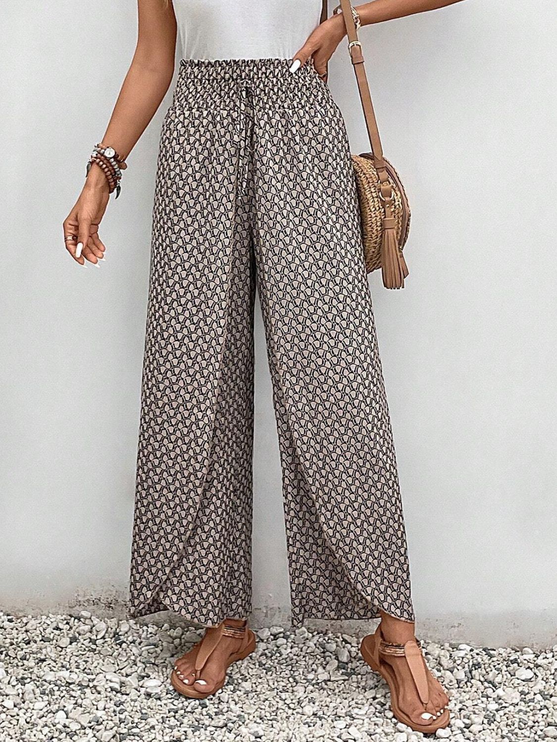 Honeybee Mumford's Tied Printed Wide Leg Pants