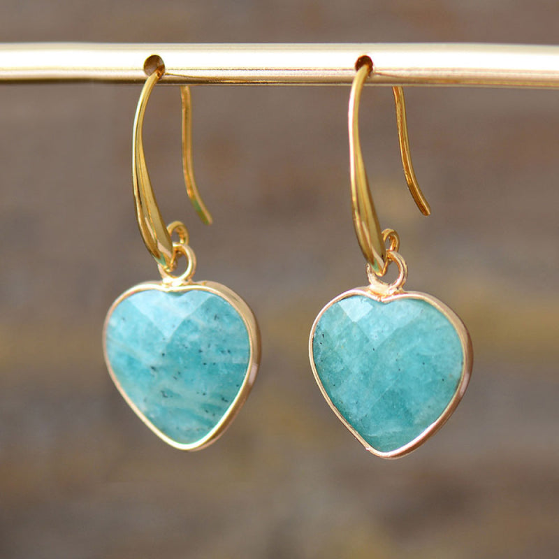 honeybee Mumford's Natural Stone Heart Drop Earrings