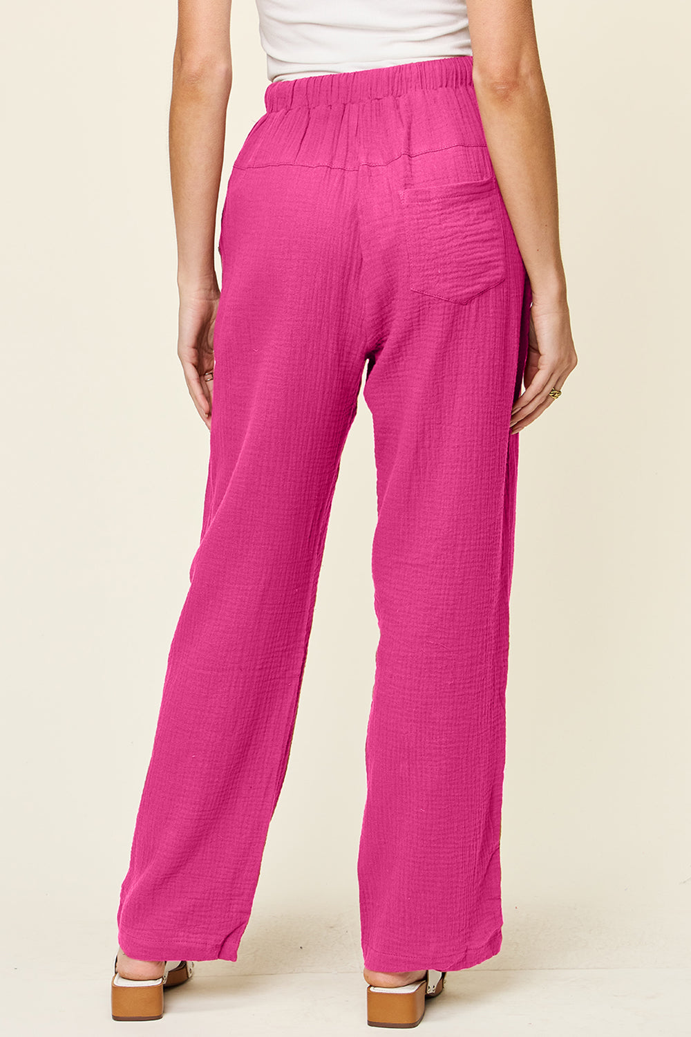 Honeybee Mumford's Full Size Texture Drawstring Straight Pants