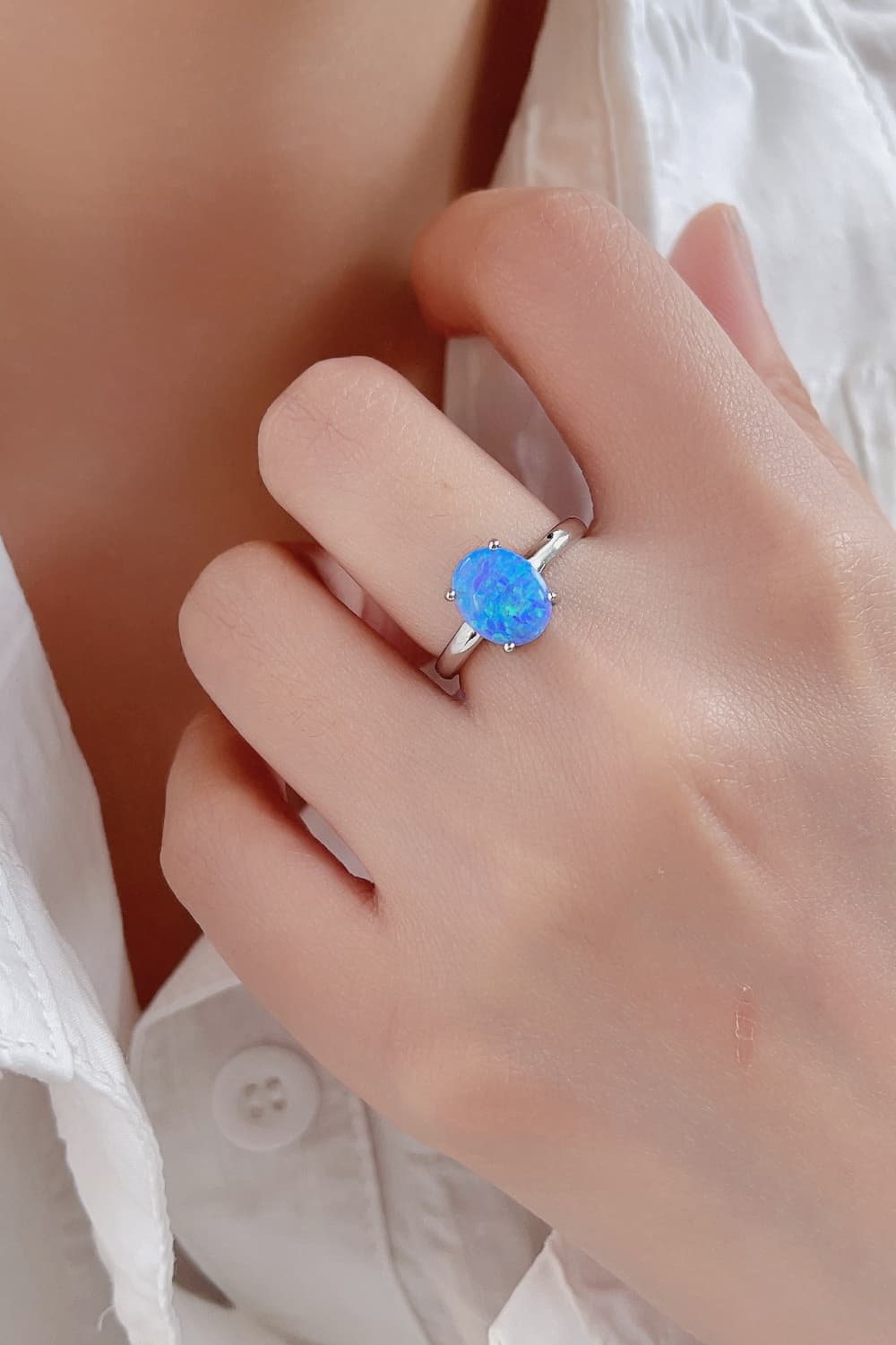 Honeybee Mumford's Sterling Silver Opal Solitaire Ring