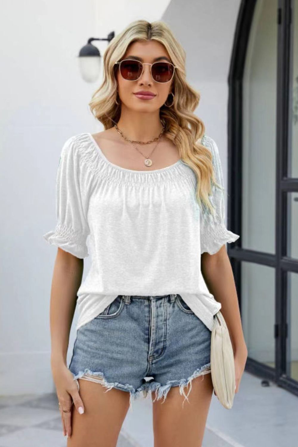 Honeybee Mumford's Short Flounce Sleeve Top