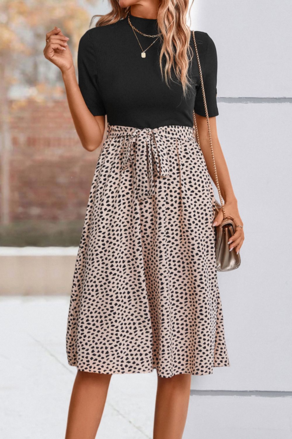 Honeybee Mumford's Printed Short Sleeve Belted Dress