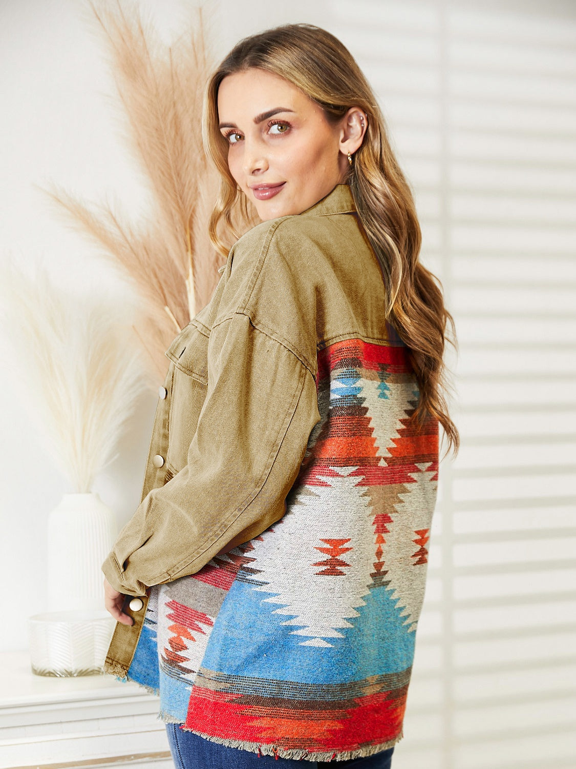 Honeybee Mumford's Dropped Shoulder Long Sleeve Printed Denim Jacket