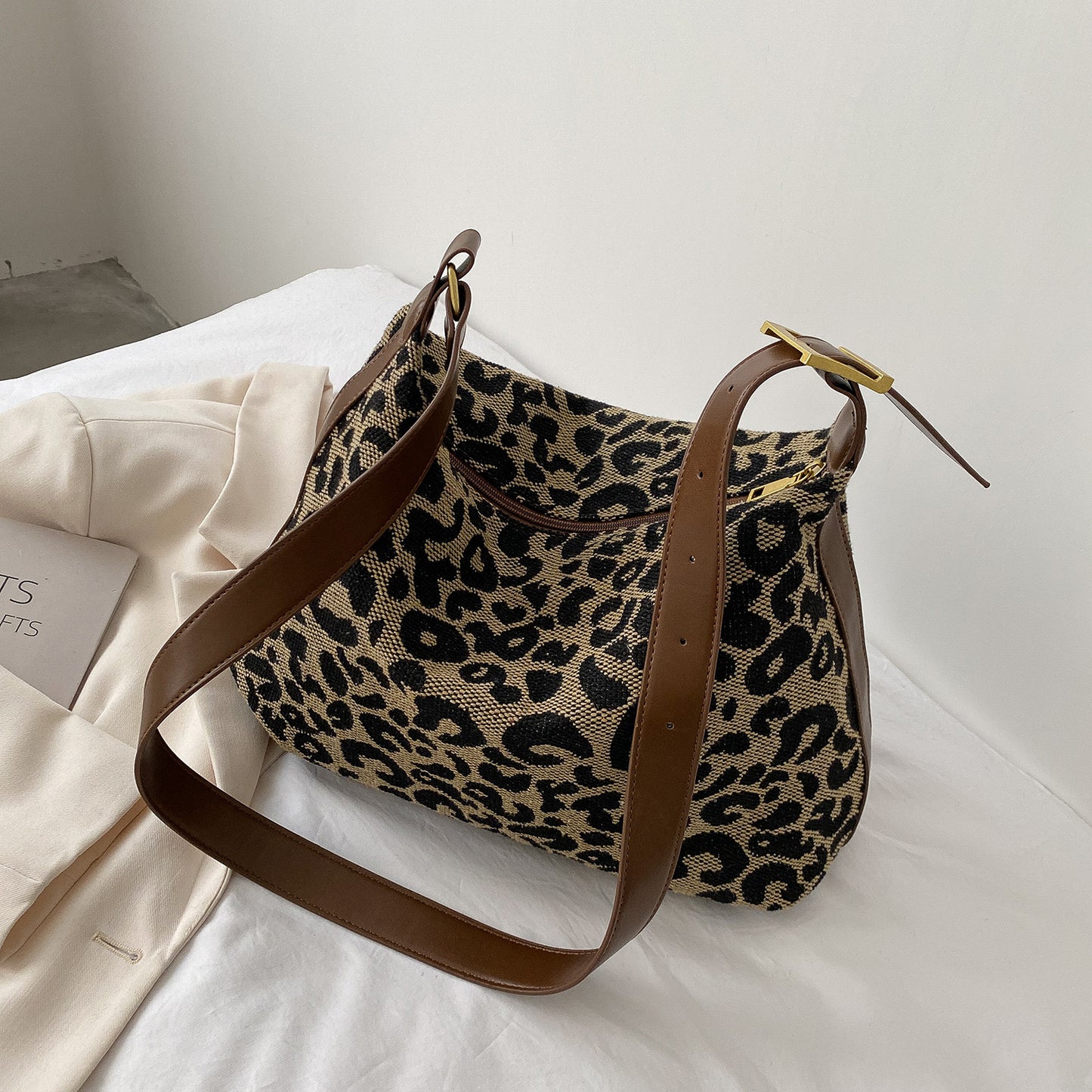 Honeybee Mumford's Leather Leopard Shoulder Bag