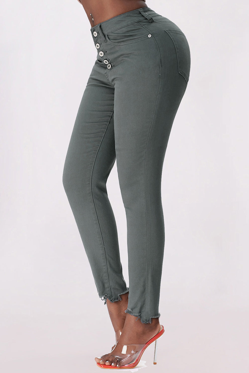 Honeybee Mumford's Gray or Moss green Hem Detail Skinny Jeans