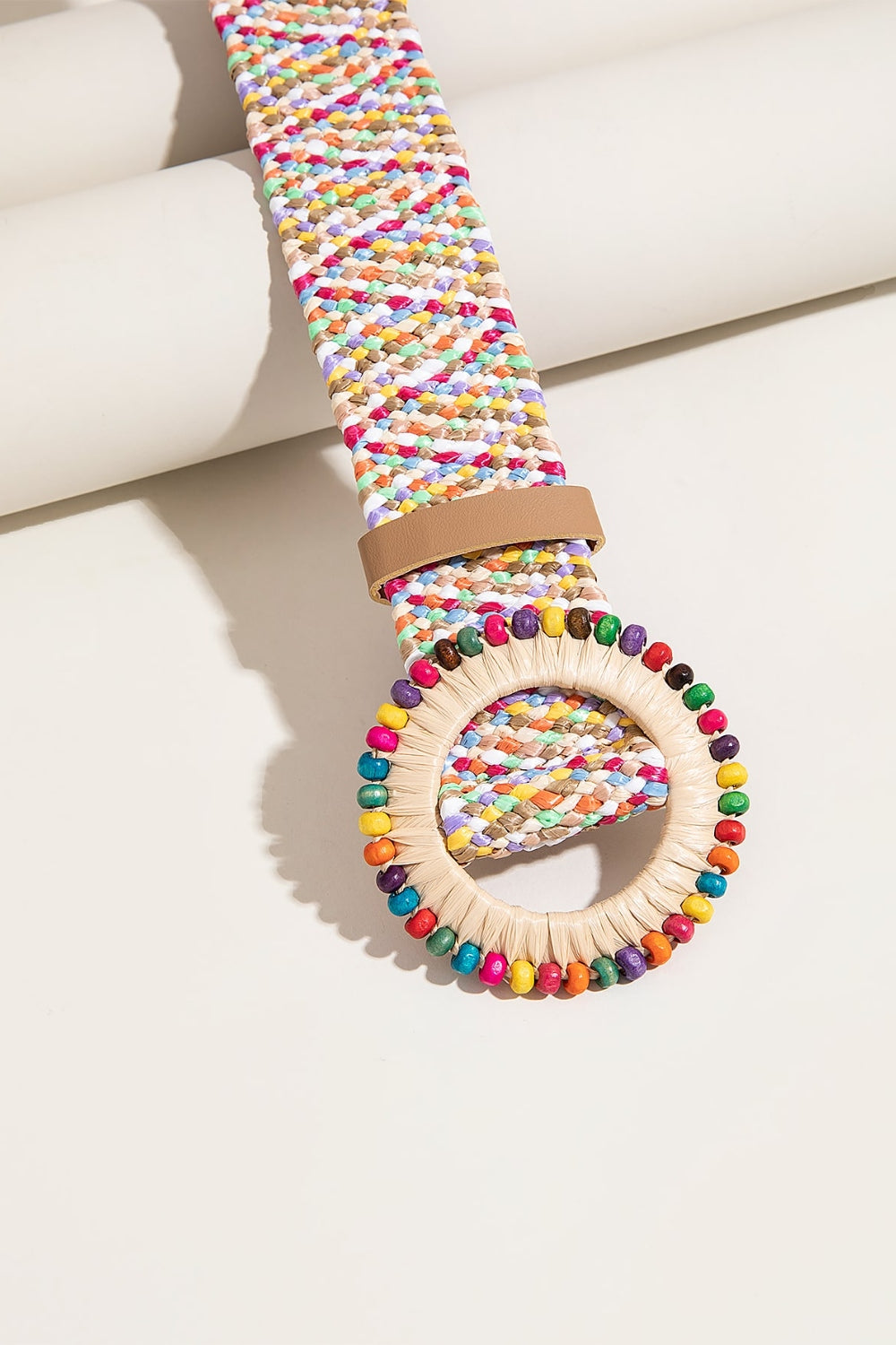 Honeybee Mumford's Multicolored Beaded Round Buckle Belt