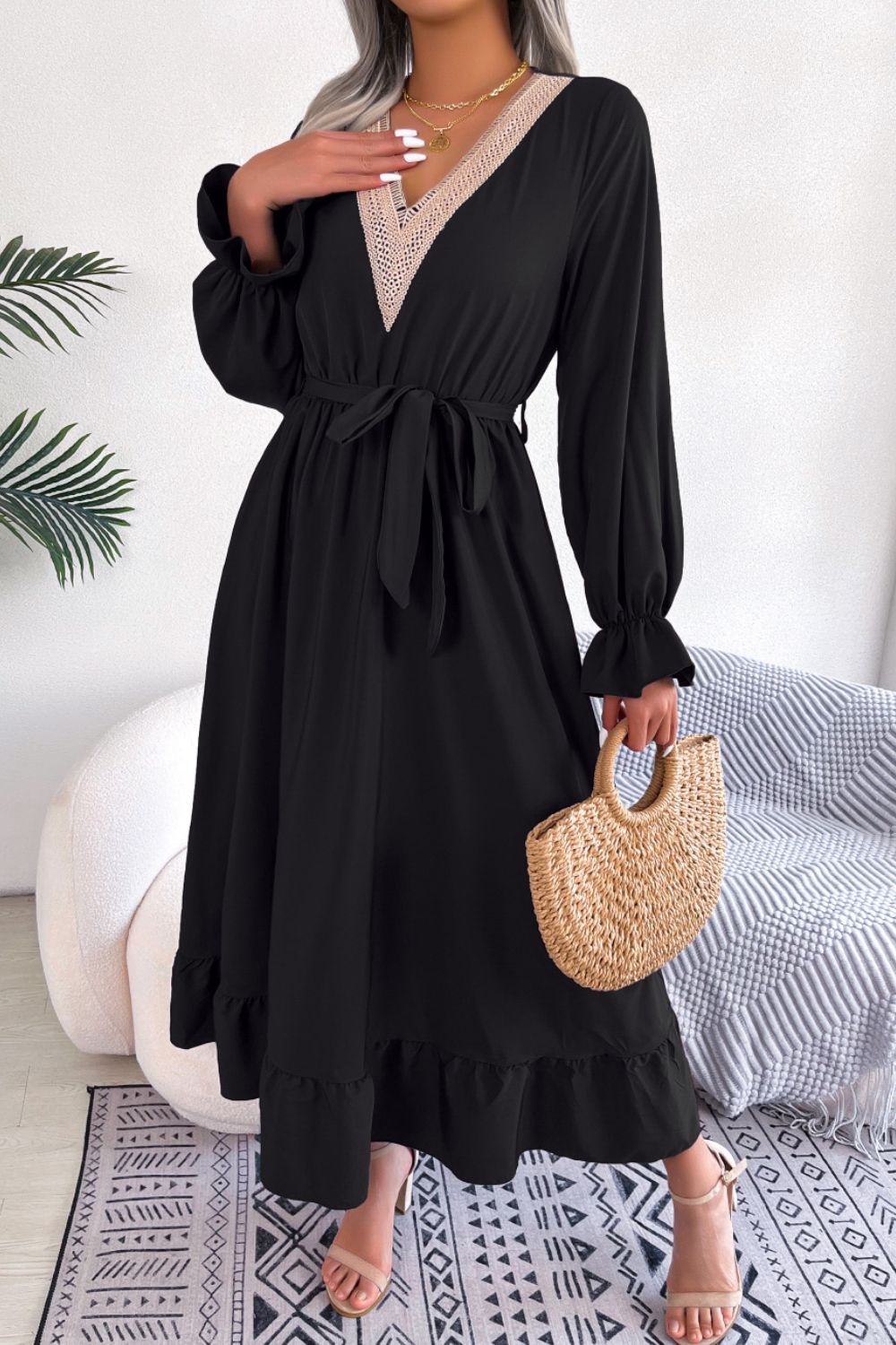 Honeybee Mumford's Long Sleeve Dress w/ Contrast Belted