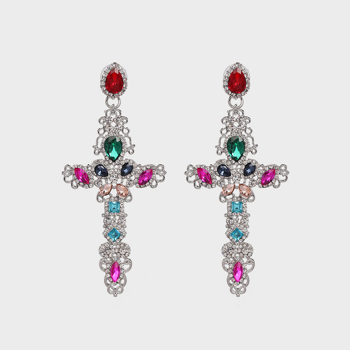 honeybee Mumford's Rhinestone Alloy Cross Earrings