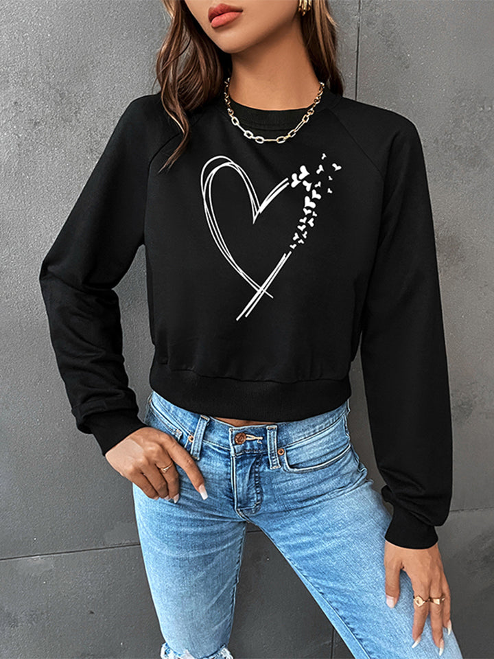 Honeybee Mumford's Round Neck Sleeve Heart Graphic Sweatshirt