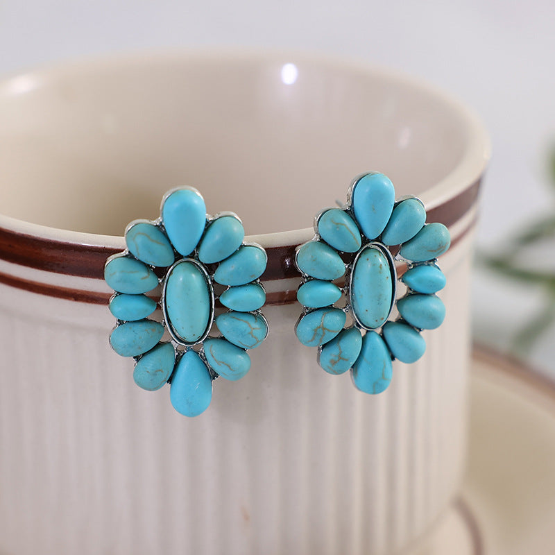 honeybee Mumford's Flower Shape Turquoise Earrings