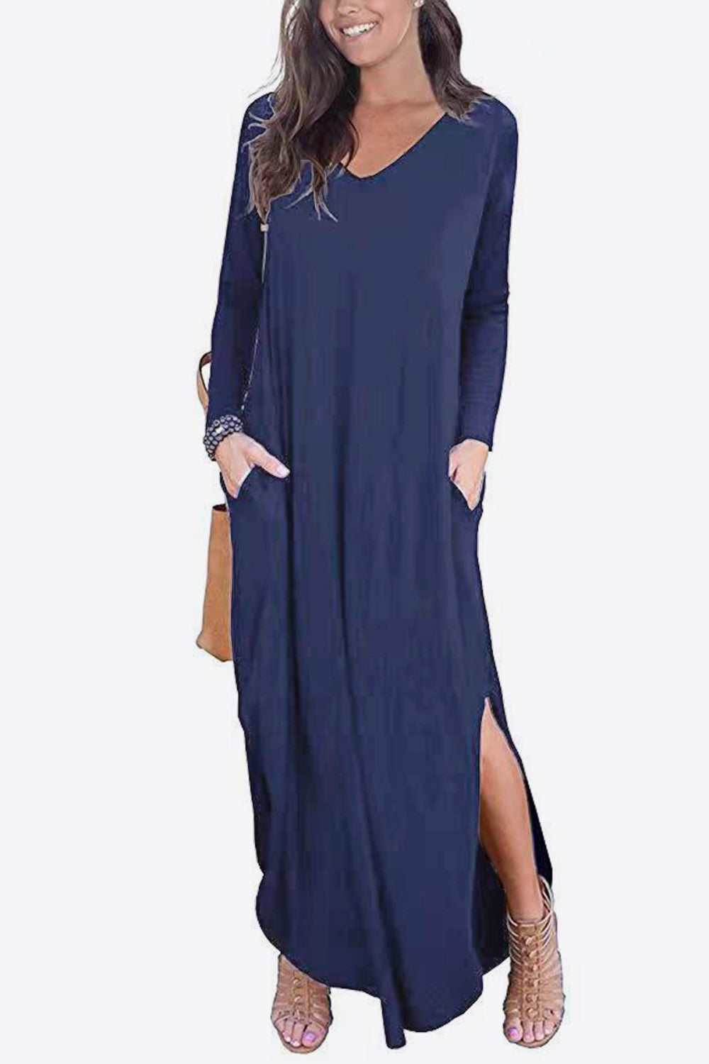 Honeybee Mumford's Split Long Sleeve V-Neck Maxi Dress