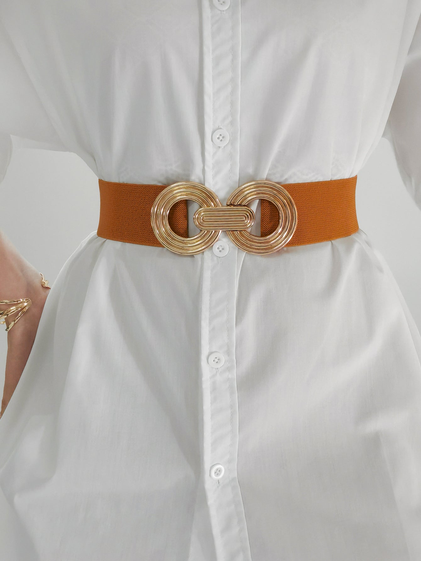 Honeybee Mumford's Geometric Buckle Elastic Wide Belt