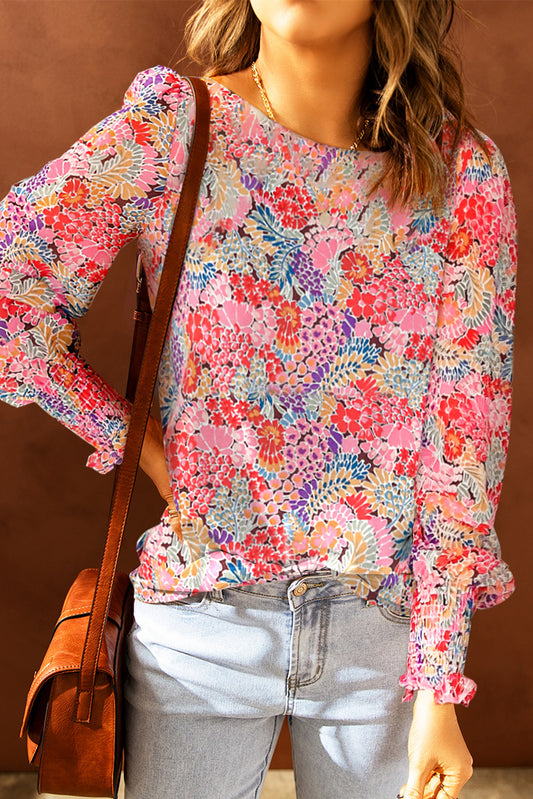 Honeybee Mumford's Floral Print Long Puff Sleeve Blouse