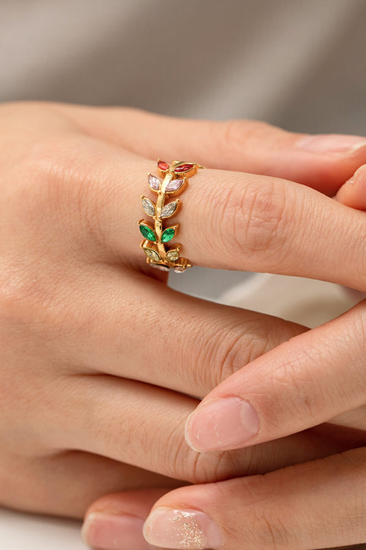 Honeybee Mumford's 18K Gold-Plated Leaf Open Ring