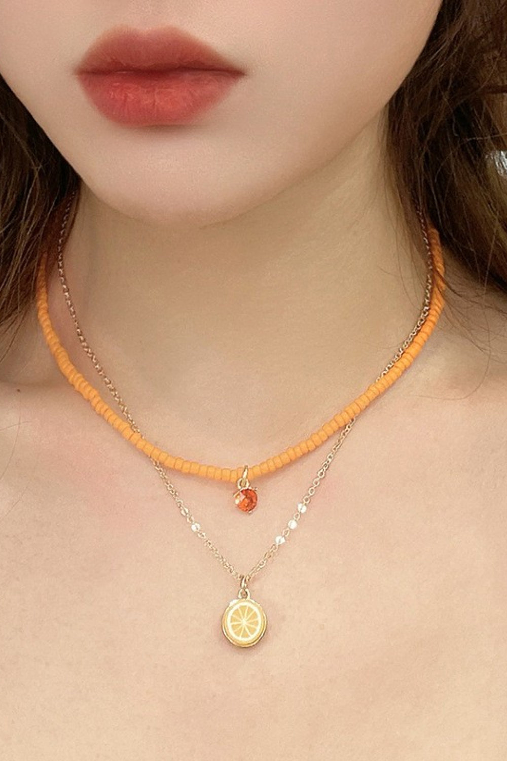 Honeybee Mumford's Fruit Pendant Double-Layered Necklace