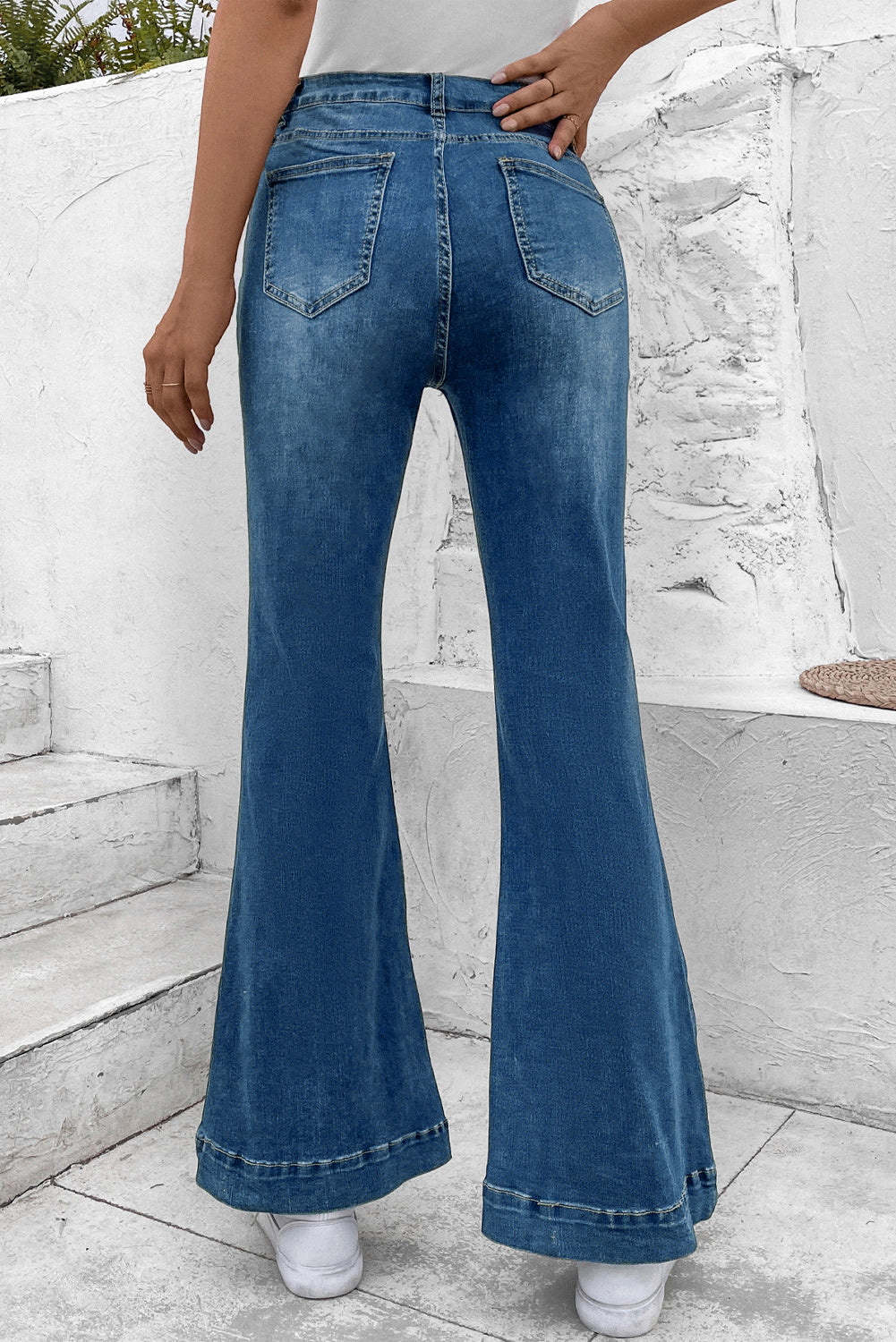 Honeybee Mumford's Pocketed Buttoned Flare Jeans