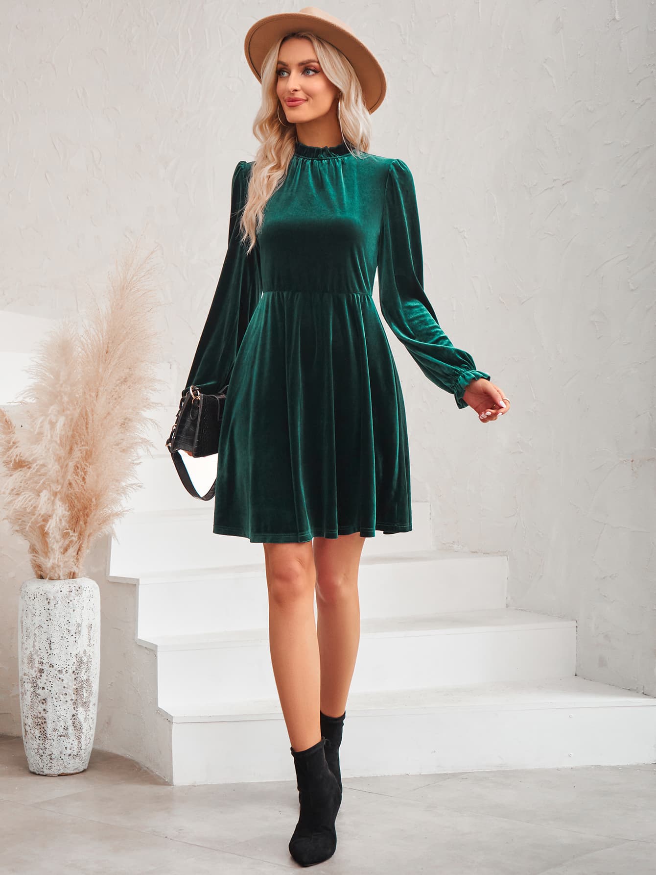 Honeybee Mumford's Long Flounce Sleeve Dress w/ A-Line