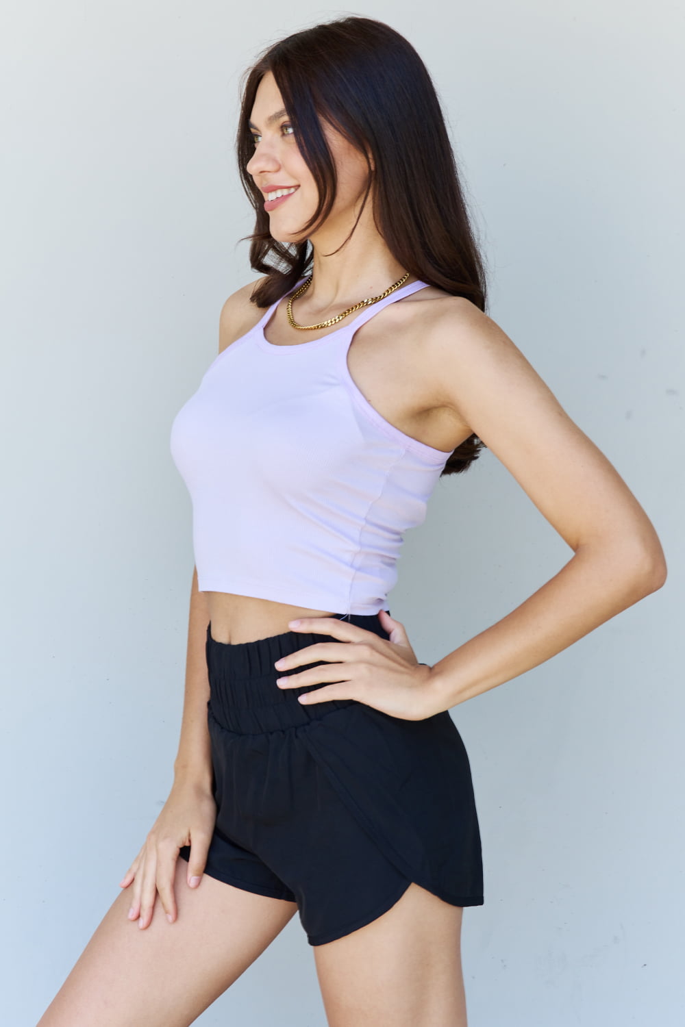 Honeybee Mumford's Everyday Staple Soft Modal Short Strap Ribbed Tank Top in Lavender