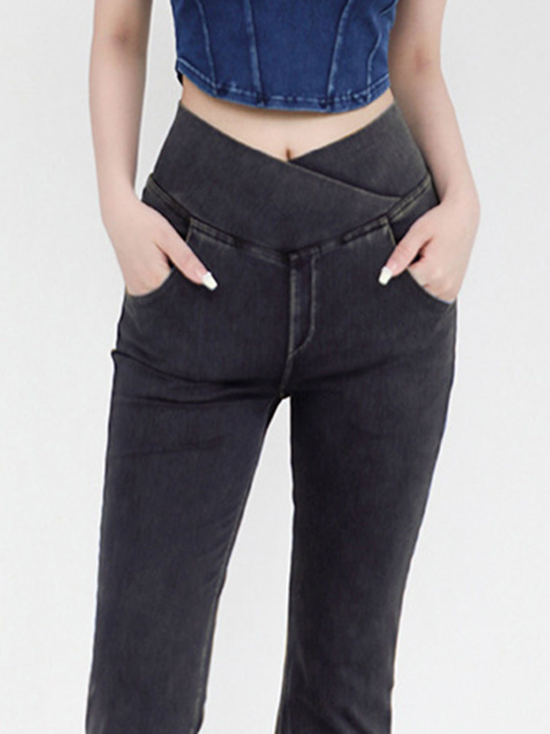 Honeybee Mumford's Wide Waistband Bootcut Jeans with Pockets