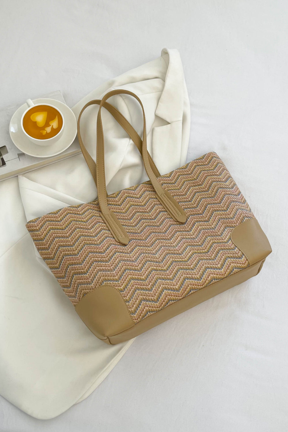 Honeybee Mumford's Chevron Straw Tote Bag