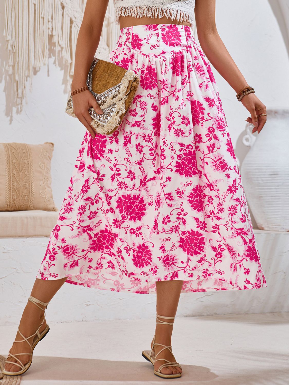 Honeybee Mumford's Printed Elastic Waist Midi Skirt