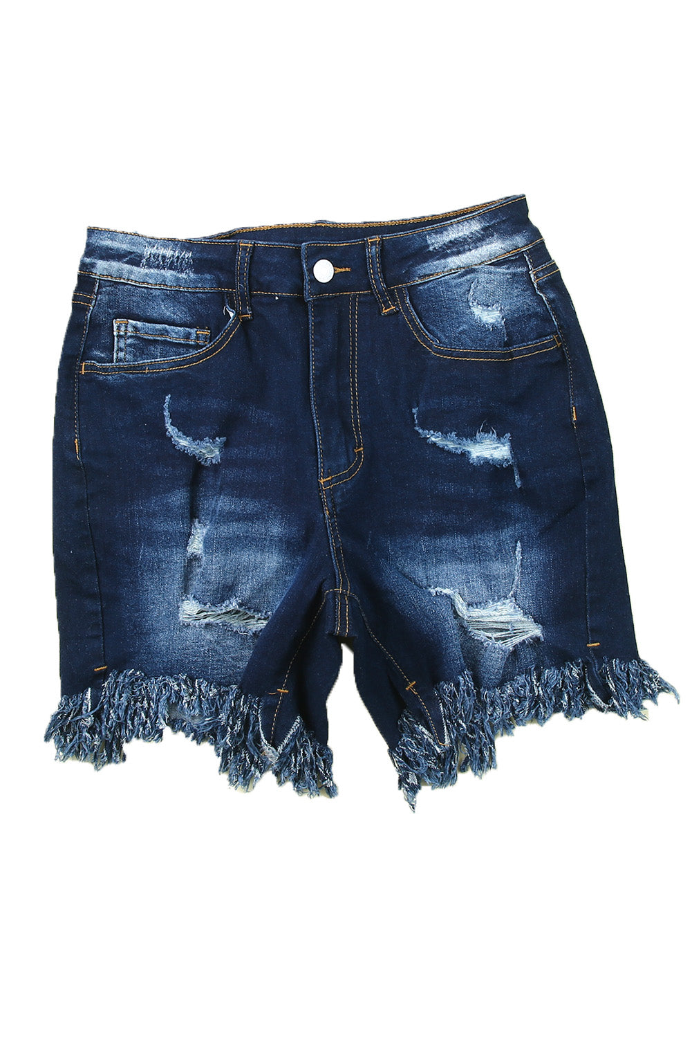 Honeybee Mumford's Blue High Waist Distressed Skinny Fit Denim Shorts