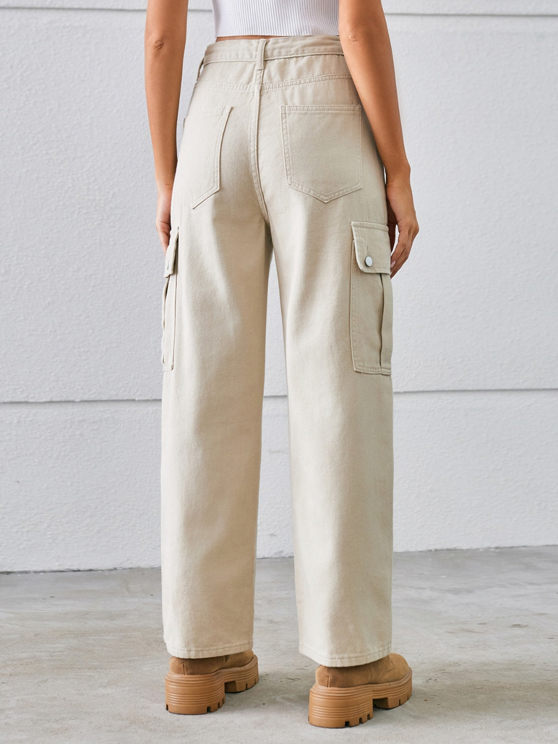 Honeybee Mumford's Drawstring Mid-Rise Waist Straight Cargo Jeans