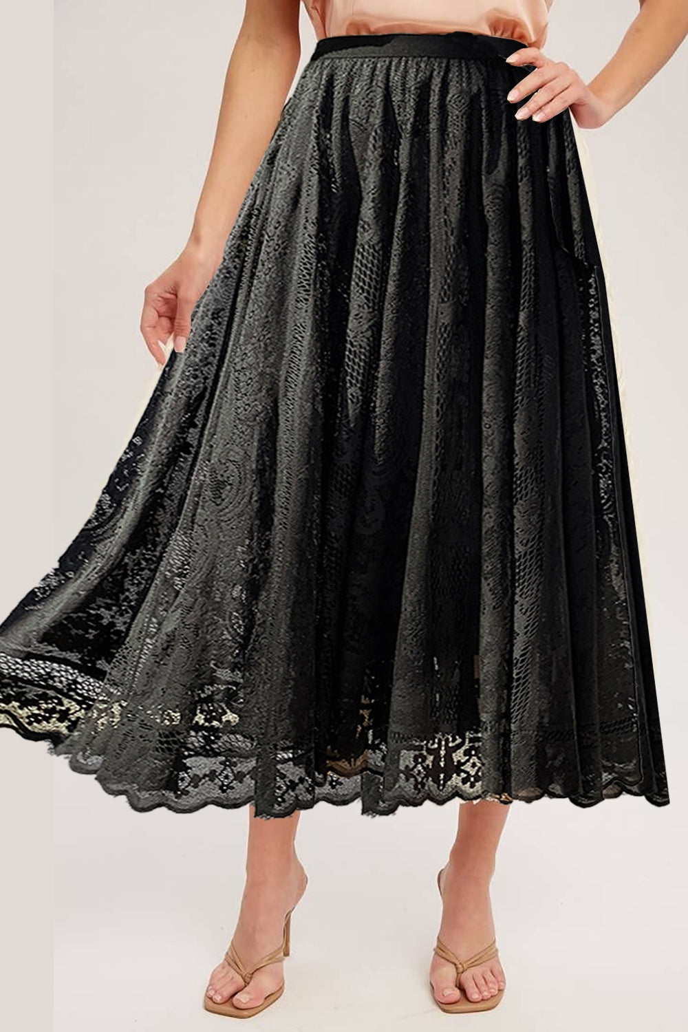 Honeybee Mumford's Lace High Waist Midi Skirt