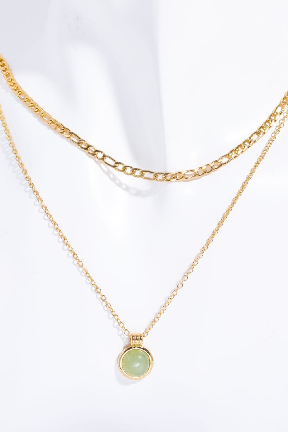 Honeybee Mumford's 14K Gold-Plated Round Shape Aventurine Pendant Necklace